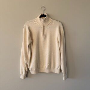 Geoffrey Beene Ivory 1/4 Zip Sweater, Size L